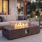 COSIEST Outdoor Propane Fire Pit Table 56" x 28" Rectangle Bronze Compact Concrete-Like Finish, Certified, 50,000 BTU,Wind Guard, Tank Outside, Free Lava Rocks, Fits 20lb Tank Outside, Raincover by COSIEST