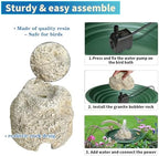 SAC SMARTEN ARTS Fountain for Bird Baths for Bird Bath Fountain with 7.5W Water Pump Resin Granite Rock Water Feature for Garden Patio Lawn Hummingbird Birdbath Fish Tank and Aquariums - Image 5
