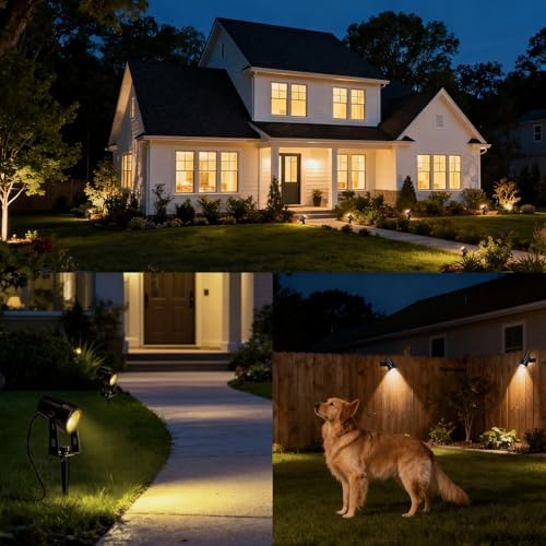 CPLIRIS Outdoor Landscape Lighting, LED Spot Lights Kit for Garden, Yard, House, Lawn, Tree, Flags, Fence Use, Warm White 2700k-3300k, IP67 Waterproof & Connectable - 4 Pack - Image 7