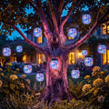 kolpop 12 Pack Solar Lantern Outdoor Lights, Multi-Coloured Solars Lanterns with 28 LED, Crackle Glass Ball Waterproof Hanging Solar Lights for Garden Decor Patio Fence Yard Christmas Tree Decoration by kolpop