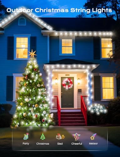 Brightown White Solar Operated C6 Strawberry String Lights, 22.64ft 50 LEDs White LED Christmas Fairy Lights, Solar Christmas Lights Outdoor, Christmas Decorations for Christmas Tree, Garden Decor - Image 2
