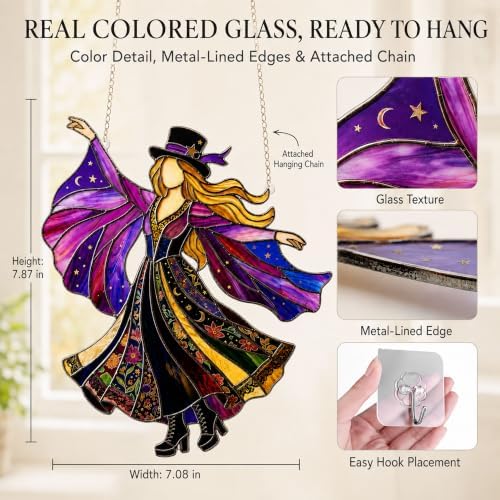 Handmade Stained Glass Wind Spinner, Dancing Lady Window Suncatcher,Model A - Image 3