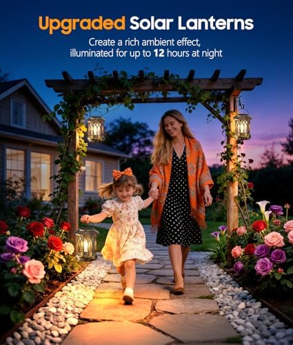 Solar Lantern Outdoor Lights with Wall Mount Kit, Upgraded Solar Lanterns - Image 4