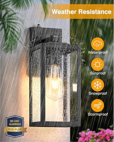 VIANIS Large Black Outdoor Wall Lights with Dusk to Dawn Sensor, Waterproof - Image 5