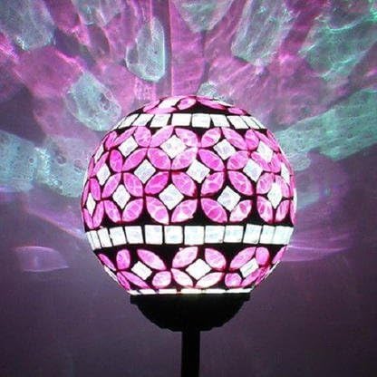 Solar Power Mosaic Glass Pink Ball Garden Light, Color Changing Multi-color Yard Pink Light by Unknown