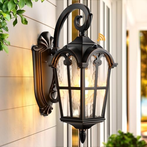 VIANIS Outdoor Wall Light, 16.9" Black Roman Dusk to Dawn Outdoor Lighting by VIANISLIGHTING