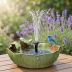 Large Ceramic Bird Bath Bowl with Solar Powered Fountain, Solar Bird Bath Fountain for Outdoors, Hummingbird Solar Water Fountain for Bird Bath, Tabletop Garden Bird Bath for Patio Yard Outdoor Décor by Unknown