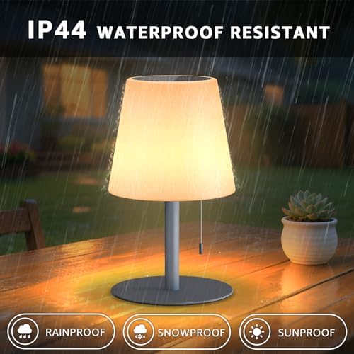 uuffoo Solar Lamp Outdoor Waterproof 8 Colors Rechargeable Cordless, Eye-Caring Dimmable Solar Lights LED Battery Operated Portable for Indoor Outdoor Garden Patio (Gray) - Image 4
