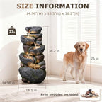 36.2''Tall Rock Outdoor Water Fountain with LED Lights - Image 2