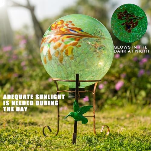 10" Diameter Garden Gazing Balls with Metal Stand (Light Green) - Image 2