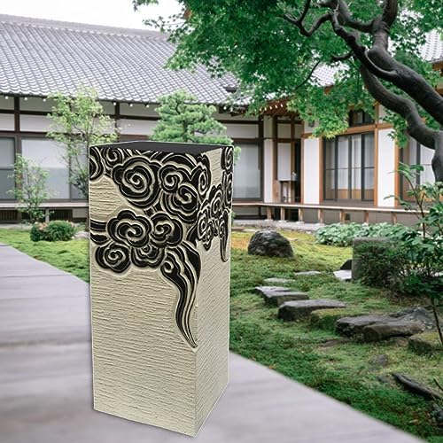 ARCVOX 2.3/2.9/3.6ft Asian Pillar Outdoor Decoration, Flower Pot Columns for Backyard, Faux Stone House Decor Sculpture, Ornament for Landscape Scene Layout (Color : Black, Size : Size M) by Unknown