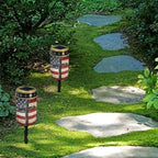 Poceacles Cross Solar Pathway Lights Outdoor Grave Solar Lights Outside Waterproof Cemetery Flameless Candles Outdoor Solar Candle Grave Markers Eternal Decor, American Flag Cross, Pack of 2 - Image 4