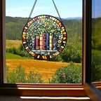 Botanical Bookshelf Stained Glass Window Hanging Suncatcher Gifts 12" - Image 6