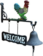 Cast Iron Doorbell Wall Bell Indoor Outdoor Din Cast Iron Doorbell with Welcome Sign Rooster Dinner Bells Front Door Decoration Wall Bell Hanging Bell by Unknown