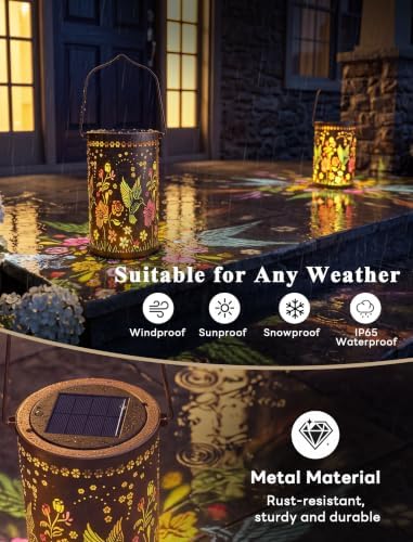 Hummingbird Solar Lantern, Waterproof Colorful Outdoor Garden Light - Image 5