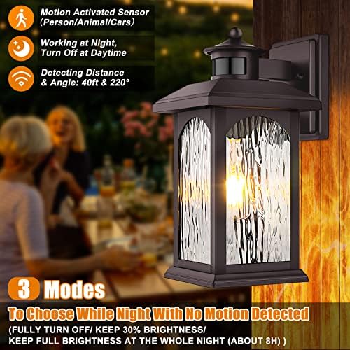 FILIYANO Motion Sensor Outdoor Wall Lights, Oil Rubbed Bronze, 2 Pack - Image 2