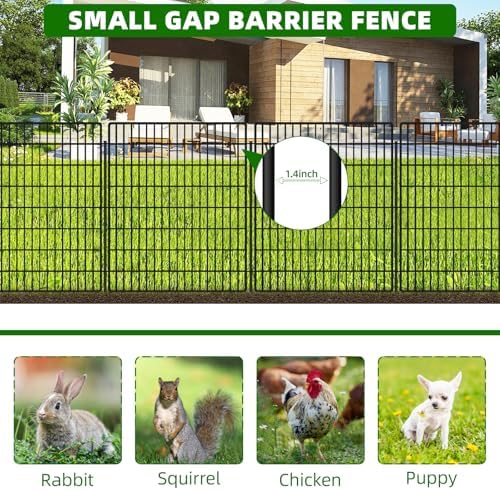 10 Panels Garden Fencing Animal Barrier, 33 in(H) X 24 ft(L) Dog Fence Outdoor for Yard Rustproof No Dig Decorative Tall Garden Fence Metal Wire Panel Border Patio Rabbit Temporary Ground Stakes - Image 4