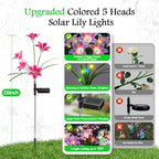 Solar Lights Outdoor Garden Decor - 10 Pack Solar Flowers with 50 Heads Colorful Lily Lights & Glowing Stems, Brighter Waterproof Decorative Garden Lights for Yard, Patio, Flower Bed, Gifts - Image 3