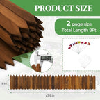 Wood Garden Edging, 9" H x 8 Ft L, 2 Pack, Brown Garden Fence - Image 3