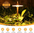 Gardencoin Solid Brass Low Voltage Landscape Pathway Lights (6.7'' Shade, 21.9'' Tall), 12V AC/DC Heavy Duty LED Path Lights Outdoor Wired, Antique Bronze Walkway Lights Without G4 Bulb, 6 Pack - Image 2
