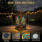 Solar Lantern Outdoor Waterproof Colorful Stained Glass Garden Decor LED Hanging Solar Lights Tabletop Lamp Gifts for Women Mom Outside Yard Patio Porch - Image 2