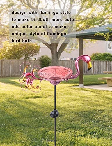 MUMTOP Outdoor Bird Bath Solar Birdbath Garden Feeder with Metal Stake,Pink - Image 6