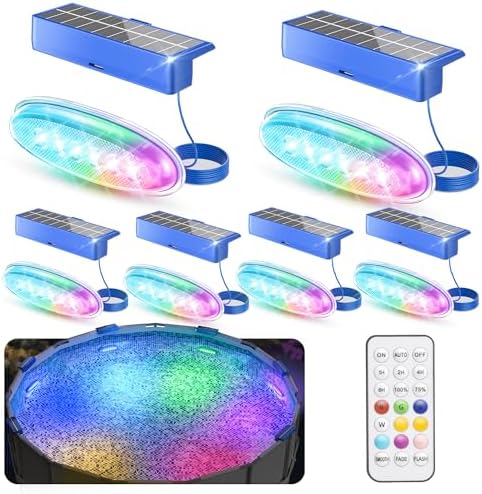 NIORSUN Solar Pool Lights for Above Ground & Inground Pools - IP68 Waterproof 9 RGB Color LED Pool Light with 3.6ft Cord & Remote, Underwater Lights for Pools/Pond Decor by NIORSUN