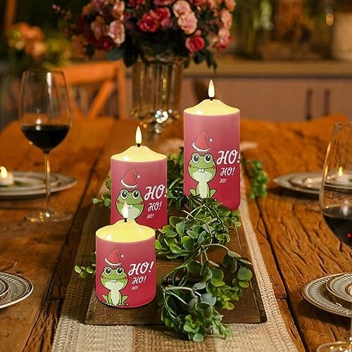 Cozeyat Flameless Bullet Floating Candles with Remote Control Set of 3, Red Christmas Frog Pattern Electric Candles Christmas Decoration, 4/6H Timer Waterproof Tea Lights Candles - Image 4