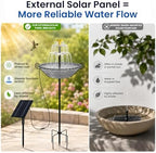 Solar Fountain for Bird Bath Outside, Garden Water Feature with Ground Stake Stand or Hanging Style for Patio, Yard & Lawn (B-Gray) - Image 5