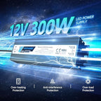 LED-Driver Waterproof 12V 300W: AC90-130V to 12V DC IP67 25A - Image 2