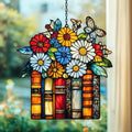 Floral Stack of Books Acrylic Suncatcher by AVAGAN