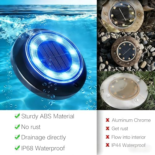 Flacchi Solar Lights Outdoor Waterproof，Blue 12 Pack 2-in-1 Ground Lights - Image 5