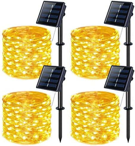 JMEXSUSS 4 Pack Solar Fairy Lights, 33ft 100LED String Lights Warm White by JMEXSUSS