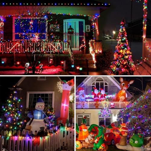 6 Pack Solar Christmas Lights Outdoor Waterproof, Super Bright 270FT 480 LED Solar Lights String with 8 Lighting Modes, Green Wire Solar Twinkle Fairy Lights for Xmas Tree Garden(Multi-Colored) - Image 6