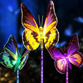 Upgraded Outdoor Solar Garden Lights - 3 Pack Solar Butterfly Decoration Lights - 7 Color Changing LED Waterproof Solar Stake Lights for Garden, Patio, Yard, Lawn, Walkway Decoration by Warmfungiftformomgrandma