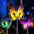 Upgraded Outdoor Solar Garden Lights - 3 Pack Solar Butterfly Decoration Lights - 7 Color Changing LED Waterproof Solar Stake Lights for Garden, Patio, Yard, Lawn, Walkway Decoration by Warmfungiftformomgrandma