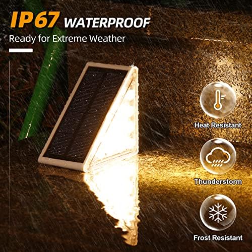 NIORSUN Outdoor Step Lights,8 Pack Warm White Solar Step Lights Waterproof IP67 Auto On Off,Solar Lights for Steps,Stair,Patio,Yard,Porch,Front Door,Sidewalk,Deck Decor - Image 6