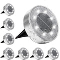 Siatom Stainless Steel Solar Ground Lights 8 Pack, IP68 Waterproof Solar In-Ground Light for Outdoor, Flat Landscape Lighting, Garden Disc Light for Pathway, Walkway, and Yard - 8 Pcs (Cold White) by SiatomLighting