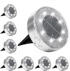 Siatom Stainless Steel Solar Ground Lights 8 Pack, IP68 Waterproof Solar In-Ground Light for Outdoor, Flat Landscape Lighting, Garden Disc Light for Pathway, Walkway, and Yard - 8 Pcs (Cold White) by SiatomLighting