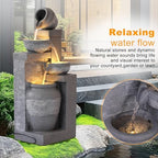 Water Fountain Outdoor, Modern Water Feature with LED Lights, 4-Tier Cascading Resin Waterfall Fountain, 32" Large Garden Fountains for Yard, Deck, Patio, Porch - Image 2