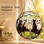 Cute Cat Stained Glass Suncatcher, Pet Theme Window Hanging Decor, Kitty Sun Catcher Ornament for Living Room, Animal Lover Memorial Gift 9.8 - Image 2