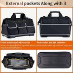 FASTECH 22-inch Wide Mouth Tool Bag with Water Proof Molded Base, Waterproof Tool Organizer Bag for Men with Adjustable Shoulder Strap (Grey-22INCH) - Image 3
