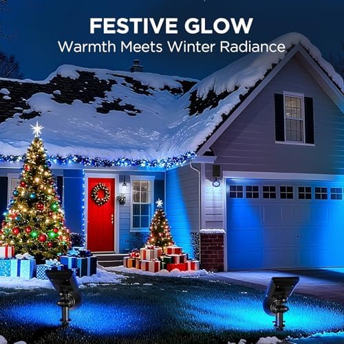 InnoGear 2 Solar Light Outdoor Spotlight for Halloween Christmas Xmas, Blue - Image 3