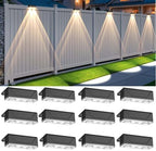 Solar Fence Lights Outdoor, IP55 Waterproof Solar Lights 3 Color Modes(3000K/4000K/6000K) Fence Light Solar Powered for Outside, Backyard, Railing, Steps, Patio and Wall Lighting（12 Pack） by Unknown