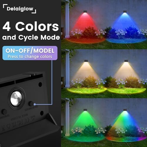 Fence Lights Solar Powered, Multicolor Solar Wall Lights Outdoor Waterproof IP67, Up and Down Solar Fence Lights Outdoor Dusk to Dawn for Patio, Garden, Backyard, Porch, Pathway, Festival (12 Pack) - Image 2