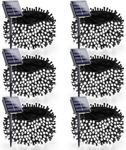 Solar Christmas Lights Outdoor, 6 Pack 270FT Solar String Lights Cool White by SANJICHA