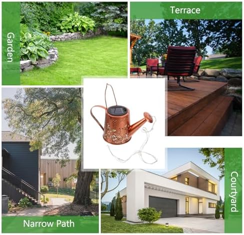 KESYOO Solar Watering Can Garden Kettle Light with S-Shaped Hook, Outdoor Decorative Courtyard Solar Lamp with Butterfly Projection, Weatherproof Landscape Lighting - Image 7