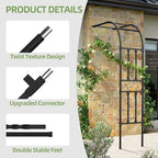 4.0FT×7.9FT Half Side Square Tube Metal Garden Arch Trellis - Image 3