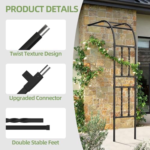 4.0FT×7.9FT Half Side Square Tube Metal Garden Arch Trellis - Image 3