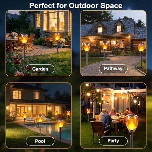 8 Pack Large Size Solar Flame Lights Outdoor with Flickering Flame - Image 6